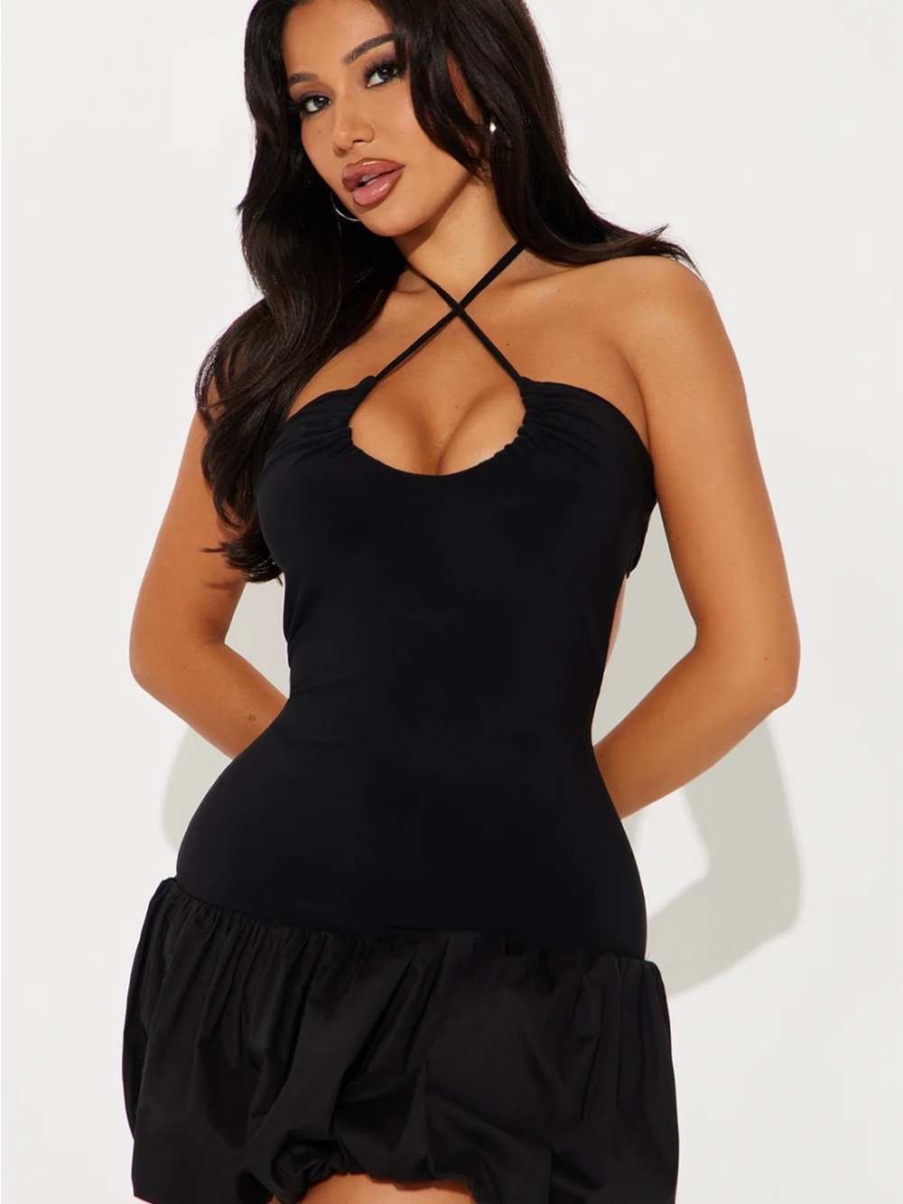 Fashion Nova Black Mini Dress with Crisscross Straps